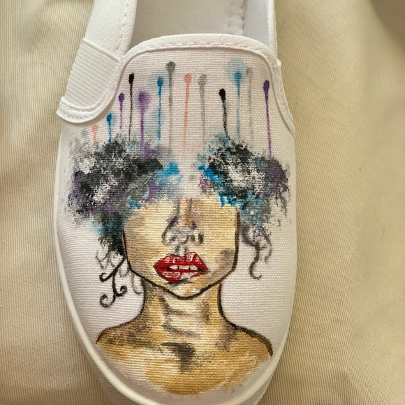 Hand Painted Canvas Slip On Shoes - Picture 6 of 6